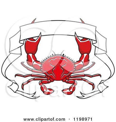 Clipart of a Red Crab and White Ribbon Banner - Royalty Free Vector Illustration by Vector Tradition SM