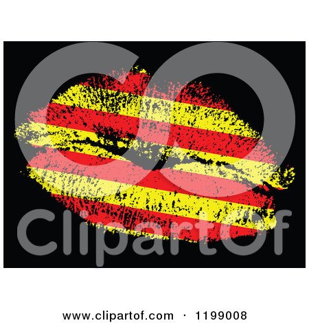 Clipart of a Catalonia Flag Kiss on Black - Royalty Free Vector Illustration by Andrei Marincas