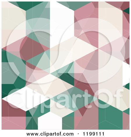 Clipart of a Retro Geometric Background in Pink Beige and Green - Royalty Free Vector Illustration by KJ Pargeter