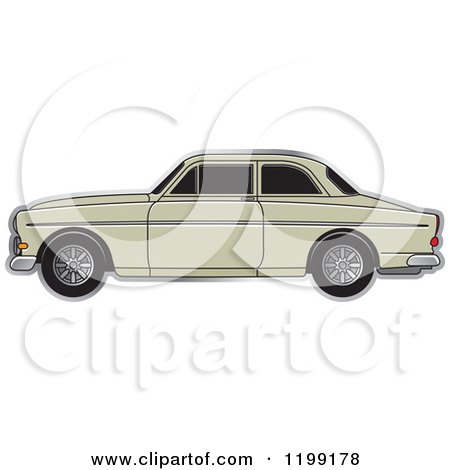 Clipart of a Beige Volvo Car - Royalty Free Vector Illustration by Lal Perera