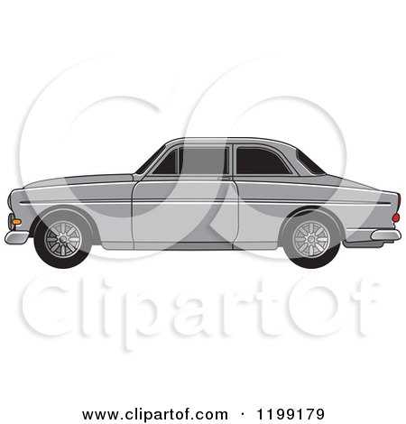 Clipart of a Silver Volvo Car - Royalty Free Vector Illustration by Lal Perera