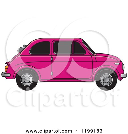 Clipart of a Vintage Pink Fiat Car with Tinted Windows - Royalty Free Vector Illustration by Lal Perera