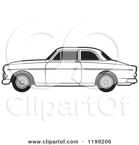 Clipart of a Black and White Volvo Car - Royalty Free Vector Illustration by Lal Perera