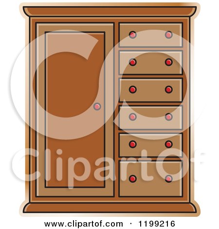 Clipart of a Brown Almira Cabinet - Royalty Free Vector Illustration by Lal Perera