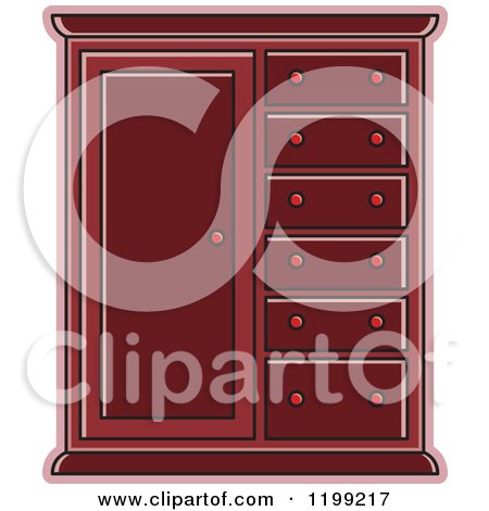 Clipart of a Maroon Almira Cabinet - Royalty Free Vector Illustration by Lal Perera