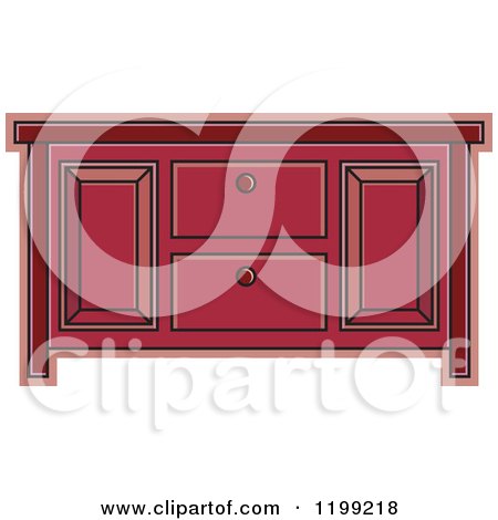 Clipart of a Maroon Sideboard Cabinet - Royalty Free Vector Illustration by Lal Perera