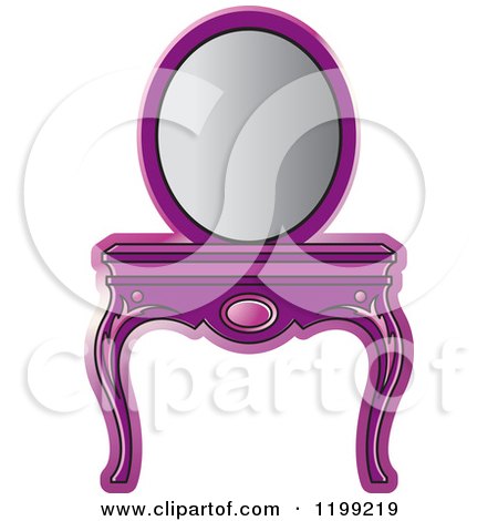 Clipart of a Purple Vanity Table and Mirror - Royalty Free Vector Illustration by Lal Perera