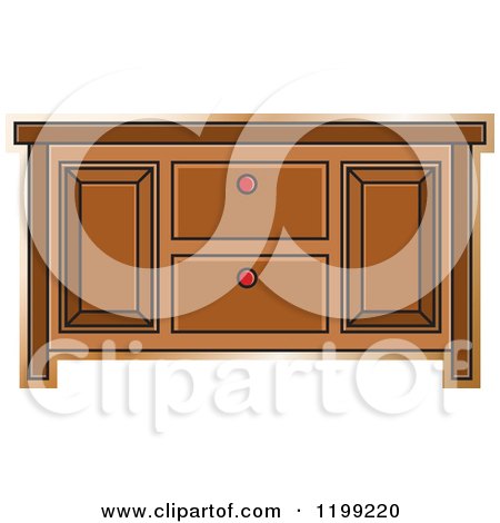 Clipart of a Brown Sideboard Cabinet - Royalty Free Vector Illustration by Lal Perera