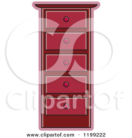 Clipart of a Maroon Tall Dresser - Royalty Free Vector Illustration by Lal Perera