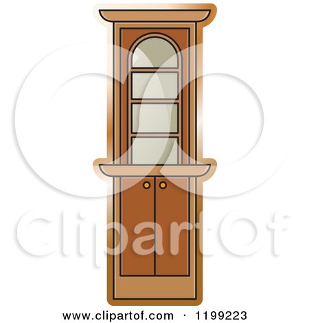Clipart of a Brown Corner Showcase Cabinet - Royalty Free Vector Illustration by Lal Perera