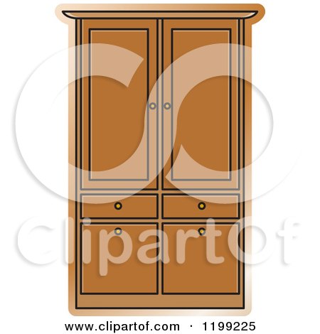 Clipart of a Brown Armoire Wardrobe - Royalty Free Vector Illustration by Lal Perera