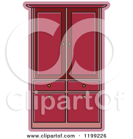 Clipart of a Maroon Armoire Wardrobe - Royalty Free Vector Illustration by Lal Perera