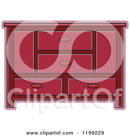 Clipart of a Maroon Sideboard Cabinet 2 - Royalty Free Vector Illustration by Lal Perera