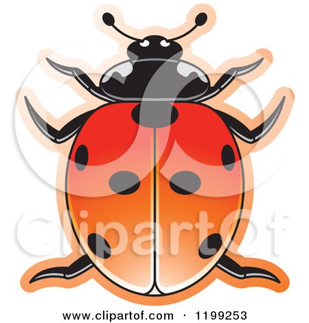 Clipart of a Red Seven Spotted Lady Beetle - Royalty Free Vector Illustration by Lal Perera