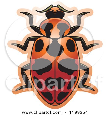 Clipart of a Red Spotted Lady Beetle - Royalty Free Vector Illustration by Lal Perera