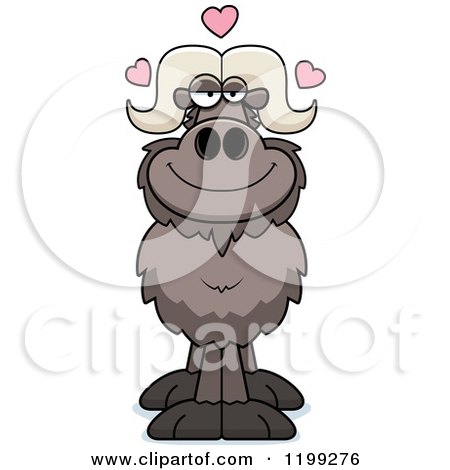 Cartoon of a Loving Ox with Hearts - Royalty Free Vector Clipart by Cory Thoman