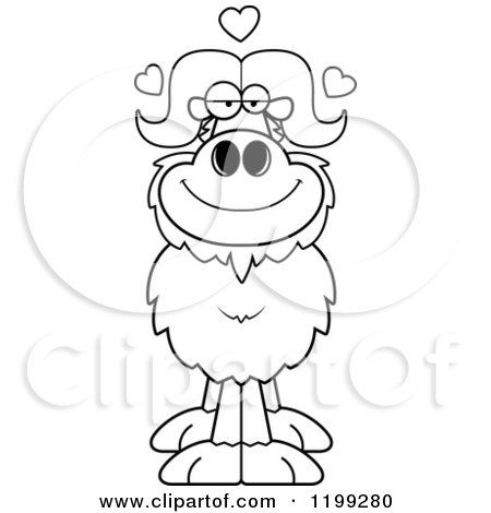 Cartoon of a Black and White Loving Ox with Hearts - Royalty Free Vector Clipart by Cory Thoman