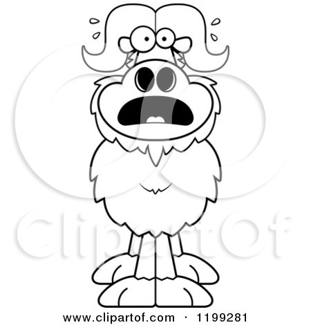 Cartoon of a Black and White Scared Ox - Royalty Free Vector Clipart by Cory Thoman