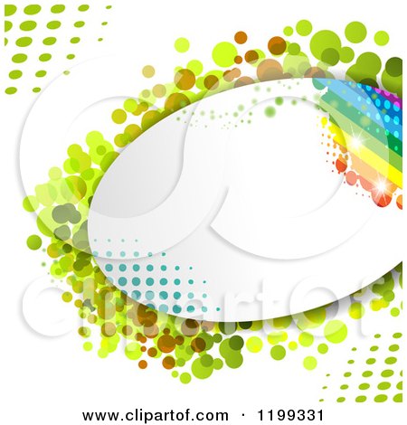 Clipart of an Oval Frame with a Rainbow and Halftone - Royalty Free Vector Illustration by merlinul