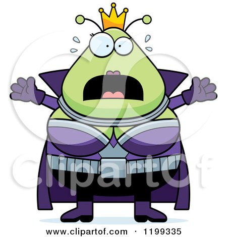 Cartoon of a Scared Martian Queen - Royalty Free Vector Clipart by Cory Thoman
