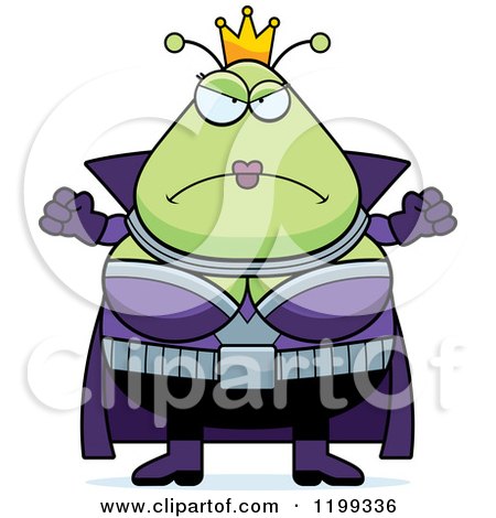 Cartoon of a Mad Martian Queen - Royalty Free Vector Clipart by Cory Thoman