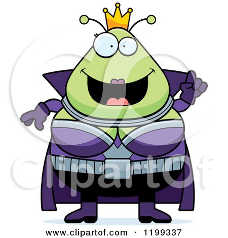 Cartoon of a Smart Martian Queen with an Idea - Royalty Free Vector Clipart by Cory Thoman