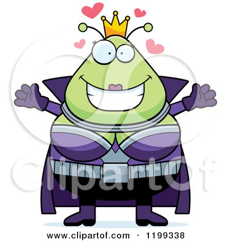 Cartoon of a Loving Martian Queen Wanting a Hug - Royalty Free Vector Clipart by Cory Thoman