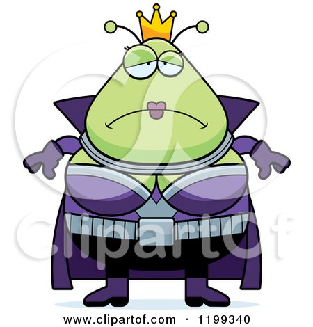 Cartoon of a Depressed Martian Queen - Royalty Free Vector Clipart by Cory Thoman