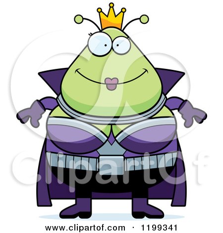 Cartoon of a Happy Martian Queen - Royalty Free Vector Clipart by Cory Thoman