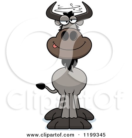Cartoon of a Drunk Wildebeest - Royalty Free Vector Clipart by Cory Thoman