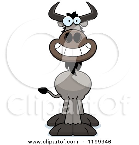 Cartoon of a Grinning Wildebeest - Royalty Free Vector Clipart by Cory Thoman