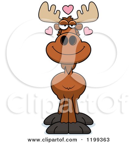 Cartoon of a Loving Moose with Hearts - Royalty Free Vector Clipart by Cory Thoman