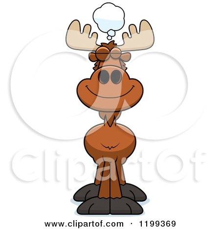 Cartoon of a Dreaming Moose - Royalty Free Vector Clipart by Cory Thoman