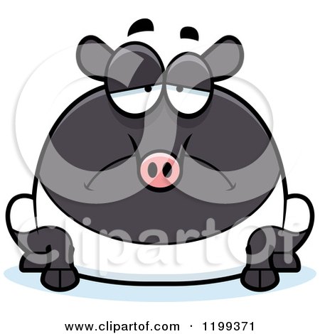 Cartoon of a Depressed Chubby Tapir - Royalty Free Vector Clipart by Cory Thoman