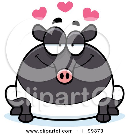 Cartoon of a Loving Chubby Tapir with Hearts - Royalty Free Vector Clipart by Cory Thoman