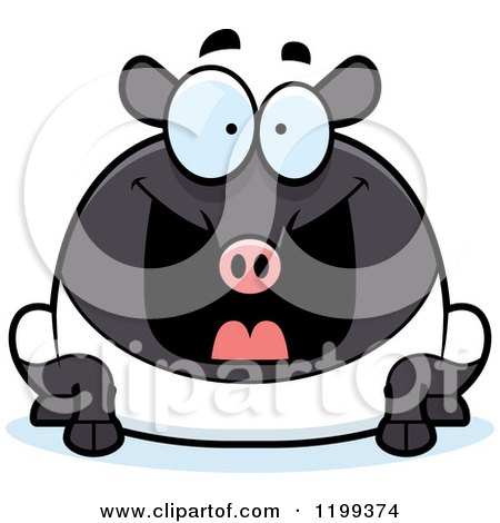 Cartoon of a Grinning Excited Chubby Tapir - Royalty Free Vector Clipart by Cory Thoman