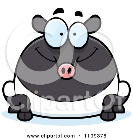 Cartoon of a Happy Chubby Tapir - Royalty Free Vector Clipart by Cory Thoman