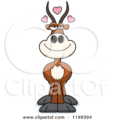 Cartoon of a Loving Antelope with Hearts - Royalty Free Vector Clipart by Cory Thoman
