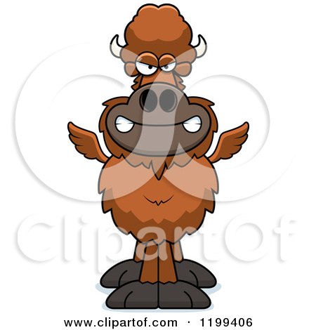 Cartoon of a Mad Winged Buffalo - Royalty Free Vector Clipart by Cory Thoman
