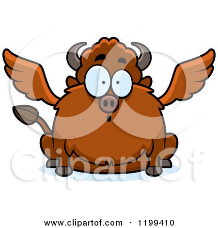 Cartoon of a Surprised Chubby Winged Buffalo - Royalty Free Vector Clipart by Cory Thoman