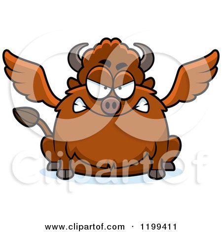 Cartoon of a Mad Chubby Winged Buffalo - Royalty Free Vector Clipart by Cory Thoman