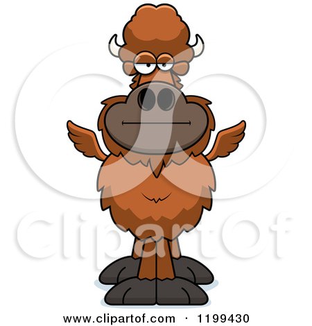 Cartoon of a Bored Winged Buffalo - Royalty Free Vector Clipart by Cory Thoman