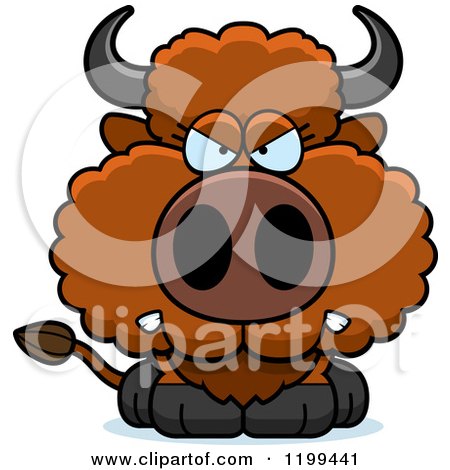 Cartoon of a Mad Buffalo Calf - Royalty Free Vector Clipart by Cory Thoman