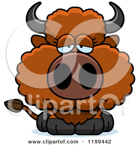 Cartoon of a Depressed Buffalo Calf - Royalty Free Vector Clipart by Cory Thoman
