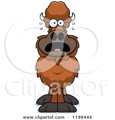 Cartoon of a Scared Buffalo - Royalty Free Vector Clipart by Cory Thoman