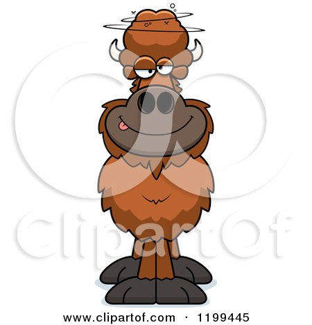 Cartoon of a Drunk Buffalo - Royalty Free Vector Clipart by Cory Thoman