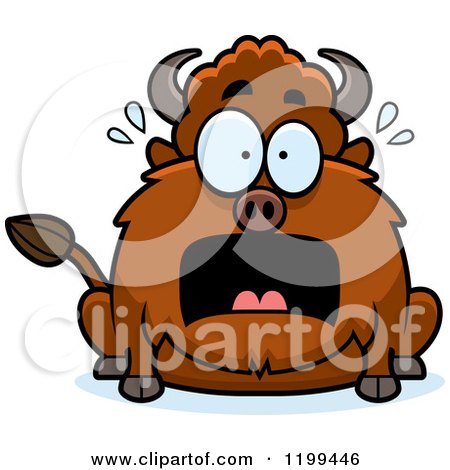 Cartoon of a Scared Chubby Buffalo - Royalty Free Vector Clipart by Cory Thoman