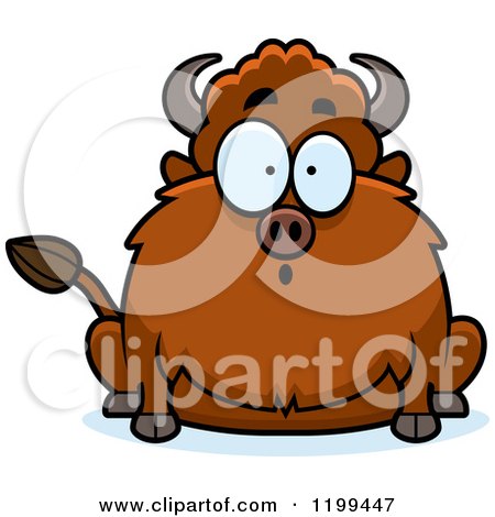 Cartoon of a Surprised Chubby Buffalo - Royalty Free Vector Clipart by Cory Thoman