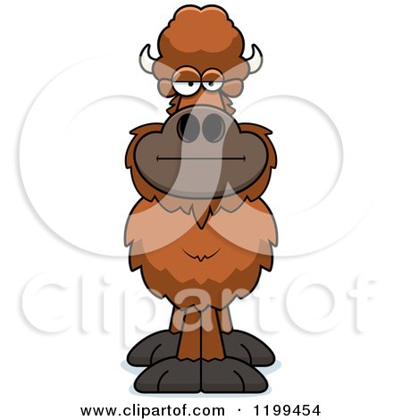 Cartoon of a Bored Buffalo - Royalty Free Vector Clipart by Cory Thoman