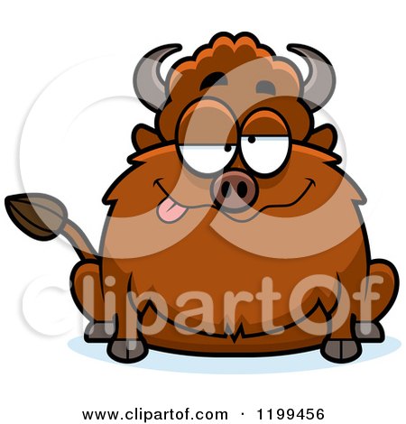 Cartoon of a Drunk Chubby Buffalo - Royalty Free Vector Clipart by Cory Thoman